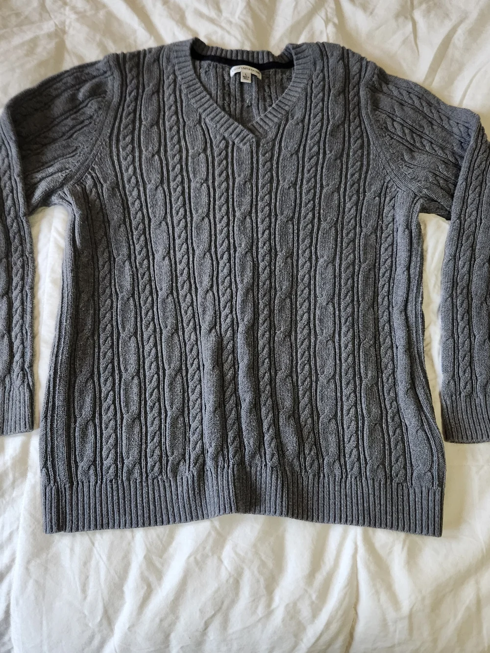 croft & barrow Charcoal Cable-Knit V-Neck Sweater
